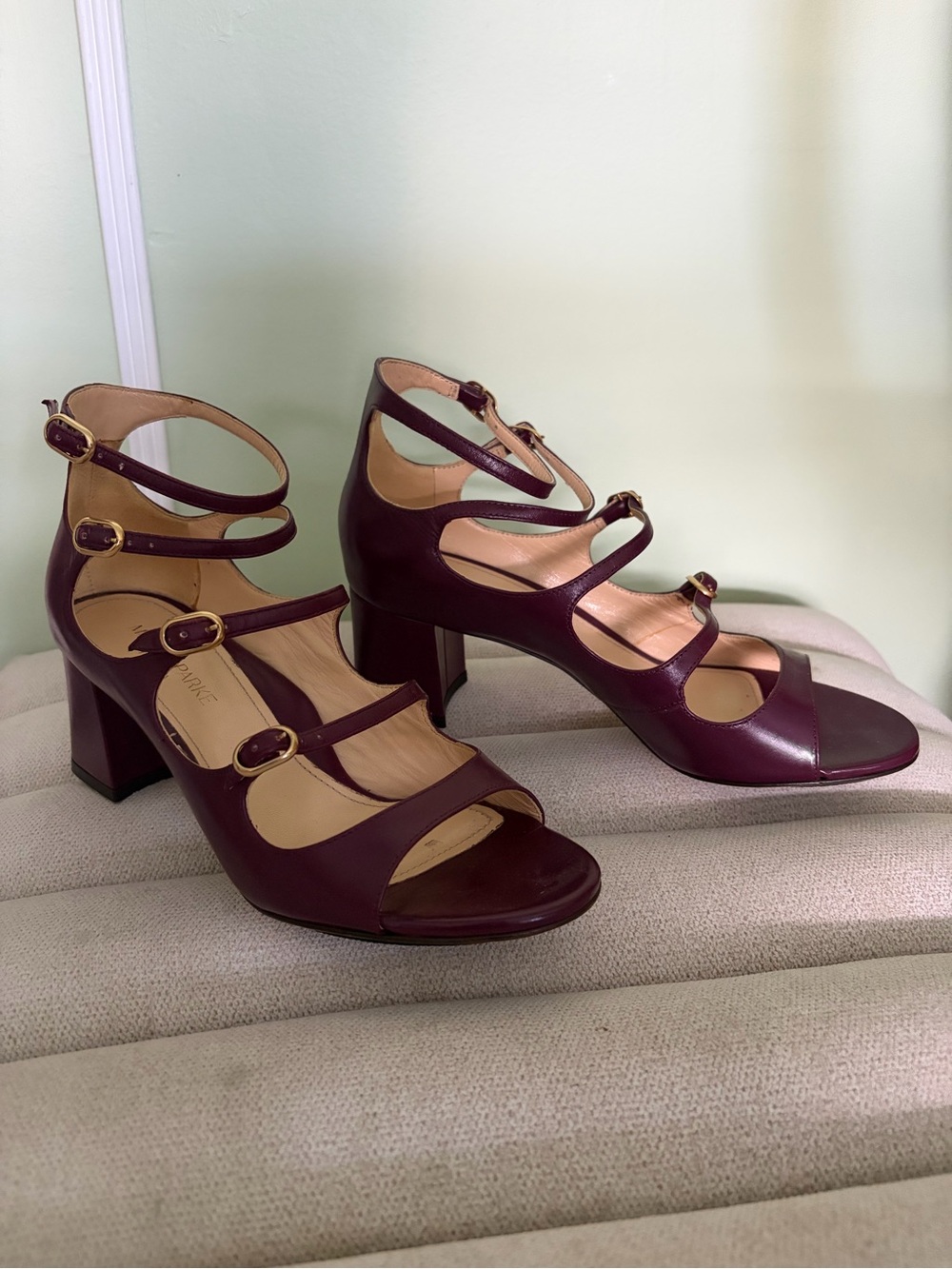 Marion Parke Mary Jane Strappy Buckles Sandals Heels Anthropologie Size 6.5 7 37